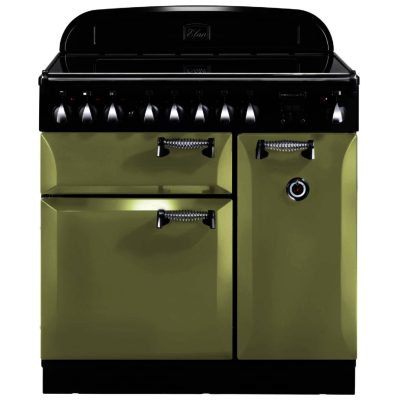 Rangemaster Elan 90cm Electric Ceramic 100970  Range Cooker in Olive Green with Ceramic Hob